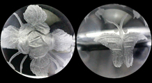 花と蝶　彫り水晶（8mm）