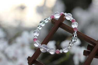 「桜」高品質スターローズクォーツブレスレット 左